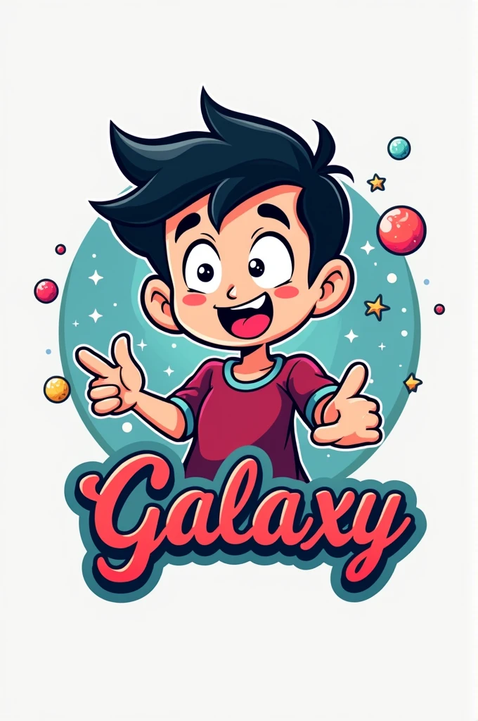 "Create a logo for an Instagram account named 'lairgalaxy.' The design should be attractive, engaging, and reflect a 'funny boy' aesthetic. It should incorporate elements of comedy culture and be simple yet impactful. Aim for a look that is both playful and memorable."