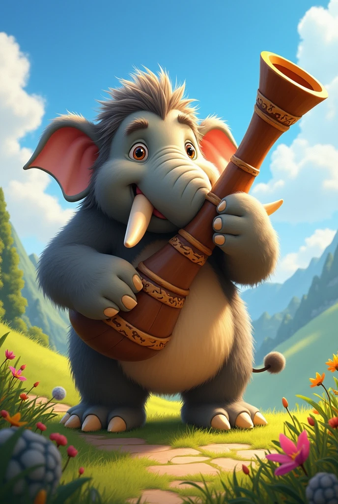 tuskski from my singing monsters playing the alphorn