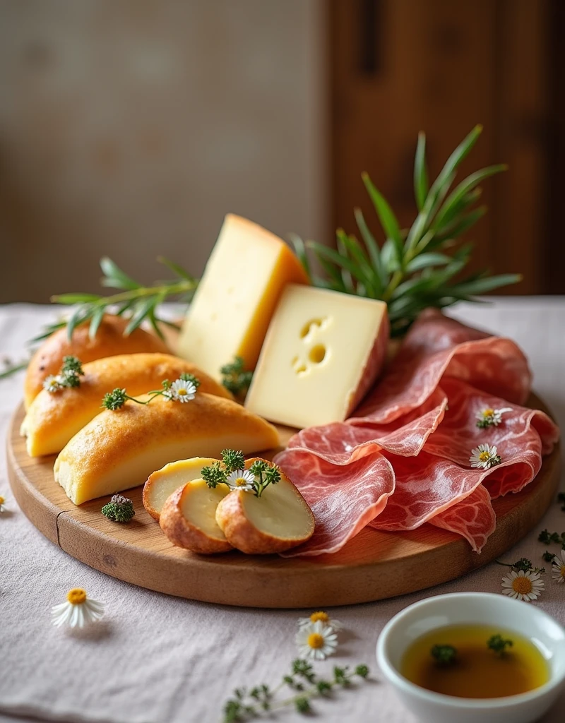 cheeses, empanadas and cold cuts with an elegant presentation