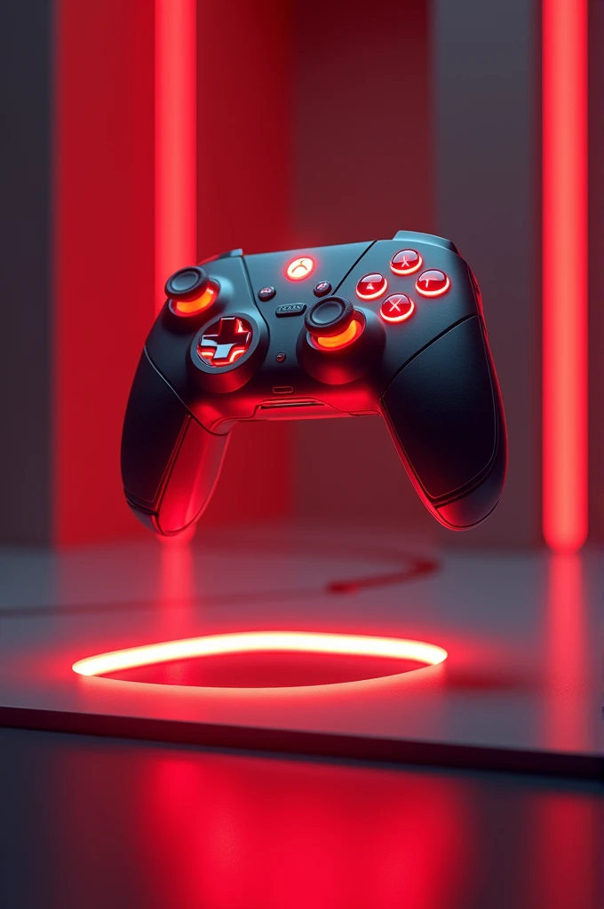 Floating video game controller, futurist, red glow, 8k, floating icon 