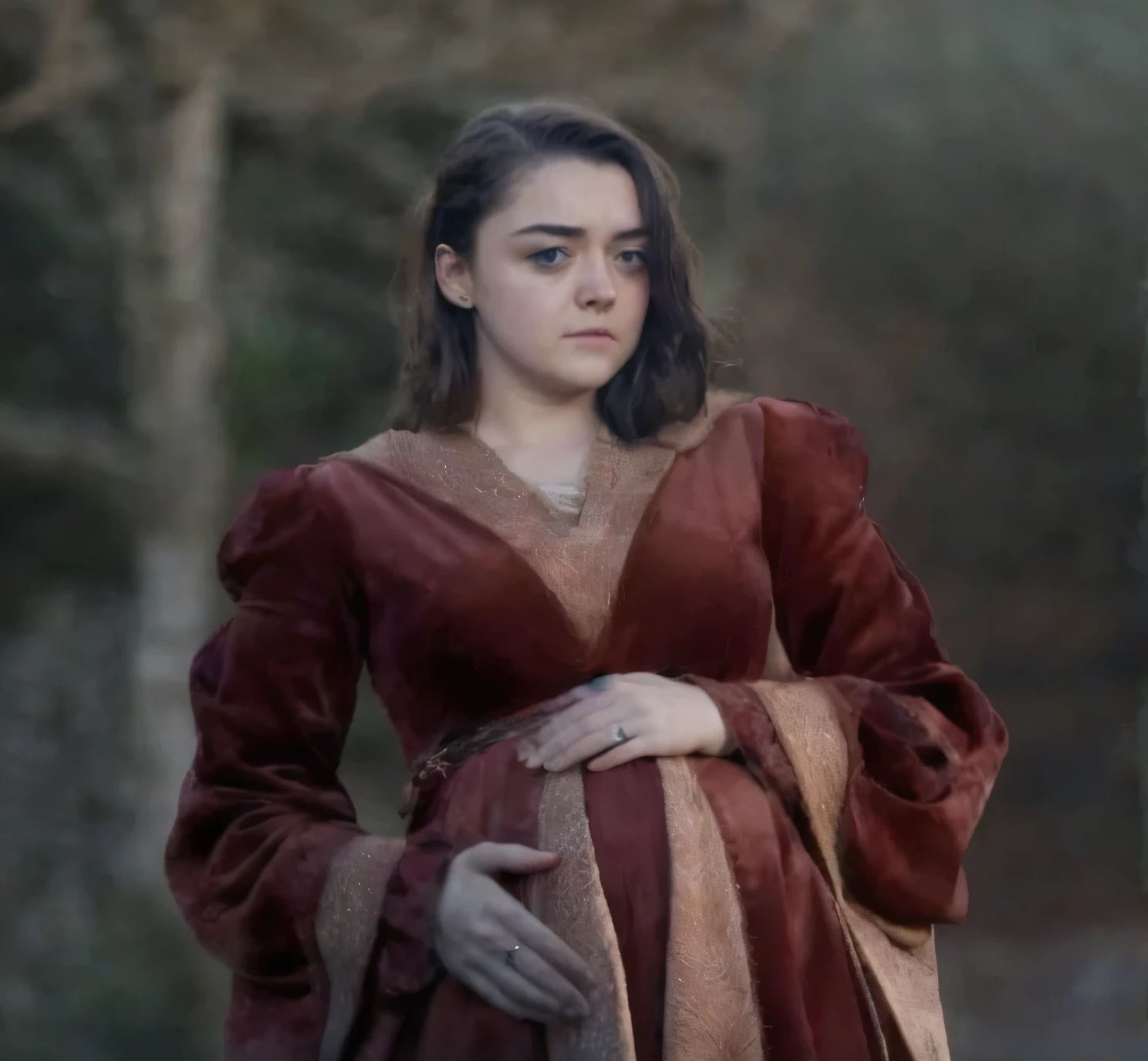 Foto RAW, Arya Stark, Stunning Beauty, Ravishing, Enchantress, Extremely gorgeous lady, Arya Stark PLAYED BY MAISIE WILLIAMS, Queen Arya Stark, she a mature woman now, milf, sexy mediaeval battle dress, gladiator woman, body, 40 years old Woman, Roman slave dress, cotton dress, busty mediaeval costumes, body revealing costumes, perky breast, big natural breast, erotic costumes, lusty physique, seductive figure can capture every people's attention, Game of thrones costumes, revealing captivating figure, Mediaeval costumes, revealing clothes, A tomboy, she would rather fence than dance, warrior queen , game of thrones screen caps, Game of Thrones Series, (pele altamente detalhada: 1.2), 8k UHD, DSLR, soft-lighting, alta qualidade, grain of film, Fujifilm XT3, flawless picture, highly detailed, detailed Beauty, intricate, 32k, sharp picture,wearing a black turtleneck,
epic character composition,
by ilya kuvshinov, alessio albi, nina masic,
sharp focus, natural lighting, subsurface scattering, f2, 35mm, film grain