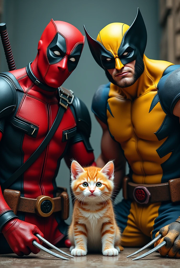 I need an image to come out Deadpool, Wolverine and a kitten
