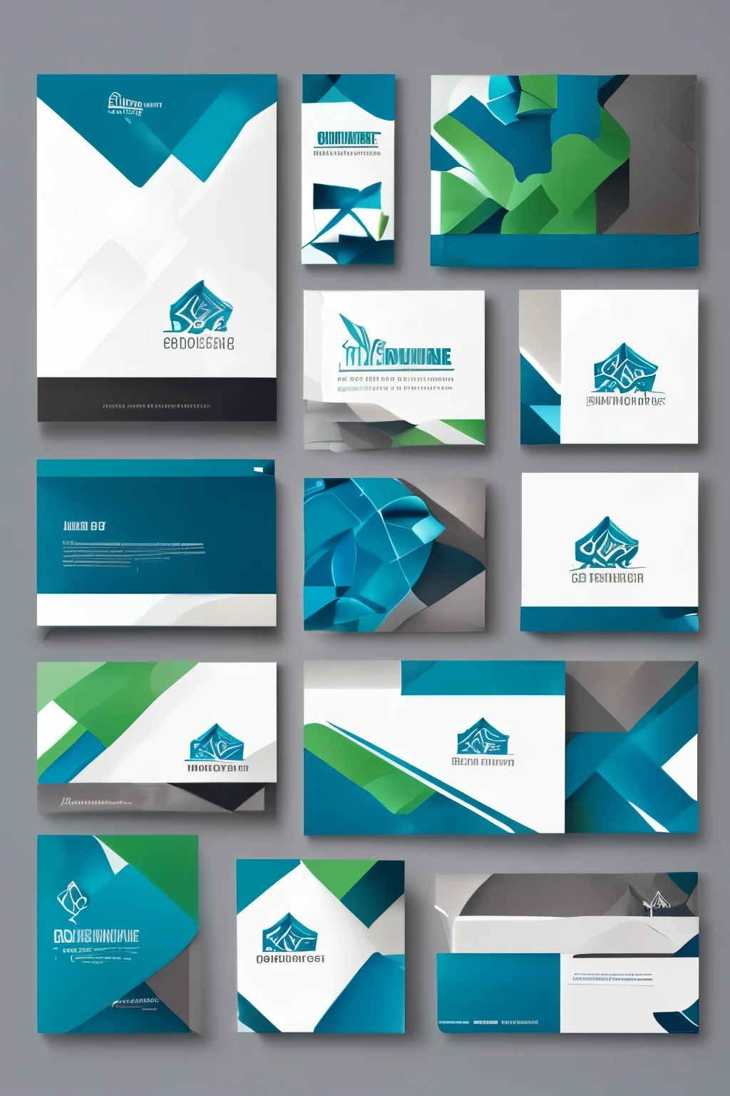 "Create a professional and modern logo for a janitorial business. Use shades of blue, green and white to convey confidence and tranquility, with gray or silver details. Include cleaning-related graphics, like brooms, mops, or water and sparkle icons, stylized in a simple and elegant way. Typography should be clear and modern, reflecting the company&#39;s professional identity. The logo must be in vector format to ensure high quality at any size., with alternative versions for different applications."