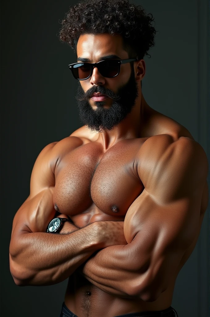 Physical description:
_ curly hair/medium long
_ large eyes
_ barba
_ Big eyebrows
_ Average ears
_ full lips
_ athletic body/strong
_ Oldmoney style
_ Sunglasses
_ watch in hand
_ height 1.85