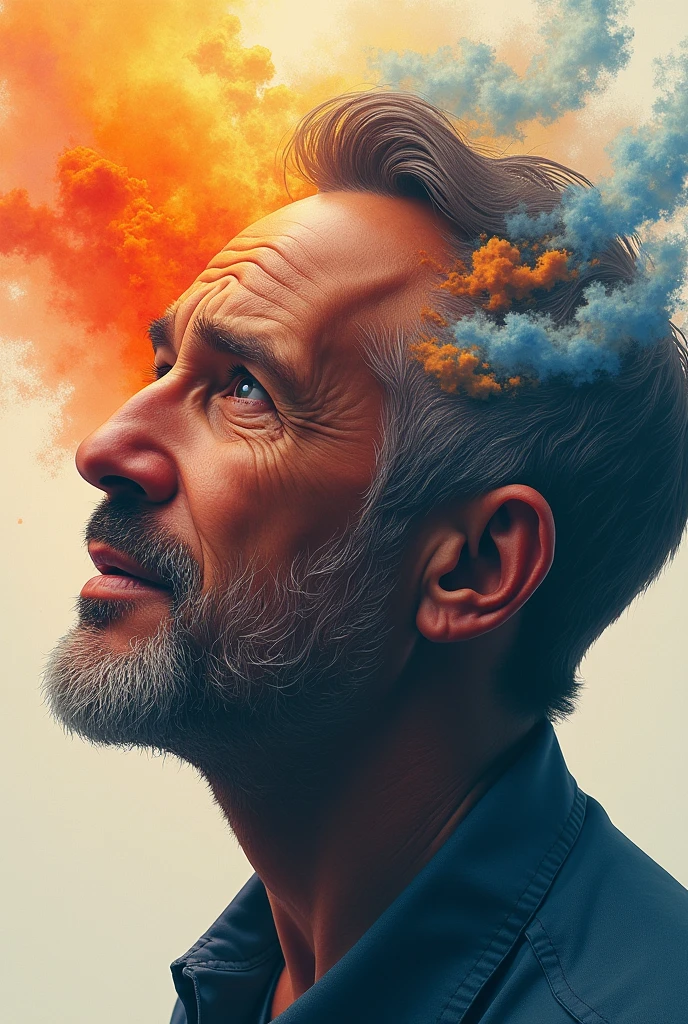 Poster of a man with many emotions
