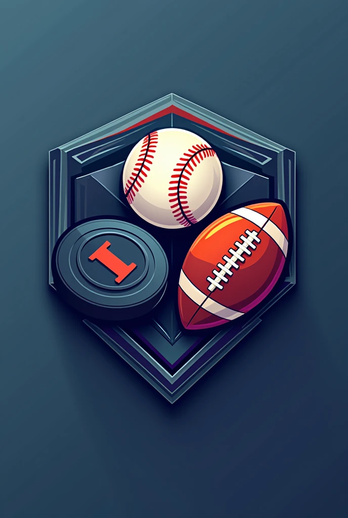 A logo of sports betting with baseball básquet hockey and NFL