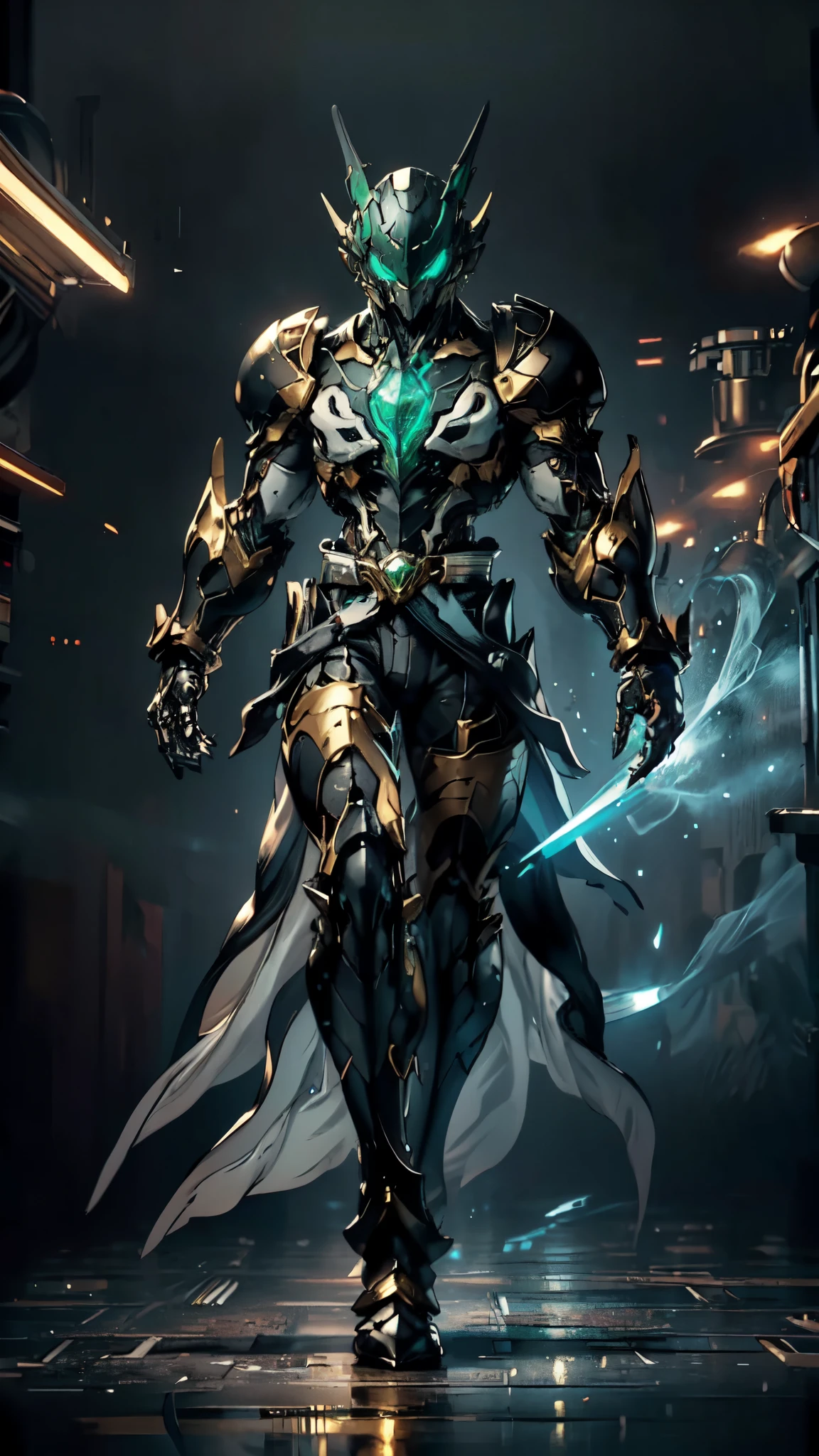 (masterpiece:1.5, best quality:1.5, extremely delicate:1.5), a man wearing a full-face helmet, a fantasy-style biotech armored combat suit, green eyes, (a composite layered chest armor), fully enclosed shoulder guards, matching arm and leg guards, belt of Neon circuit, (the color scheme is primarily black with green and red accents), the design balances heavy with agility, a high-tech bio-mecha armor, (Armor Concept Inspired by Kamen Rider, stand on the top of a skyscraper in a futuristic sci-fi city), this character embodies a finely crafted fantasy-surreal style armored hero in anime style, exquisite and mature manga art style, (element, plasma, energy, the armor glows), ((male:1.5)), metallic, high definition, highres, ultra-detailed, ultra-fine painting, professional, perfect body proportions, golden ratio, anatomically correct, symmetrical face, extremely detailed eyes and face, high quality eyes, creativity, RAW photo, UHD, 32k, Natural light, cinematic lighting, masterpiece-anatomy-perfect