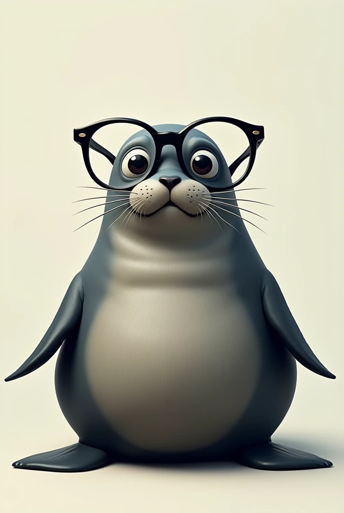 An obese seal with black glasses