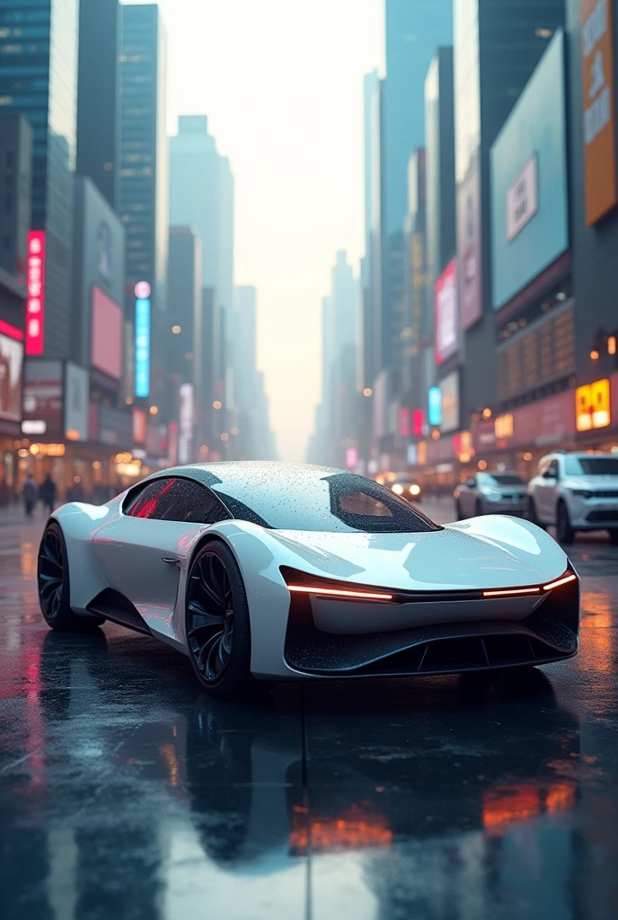 A car with a not very futuristic aerodynamic design