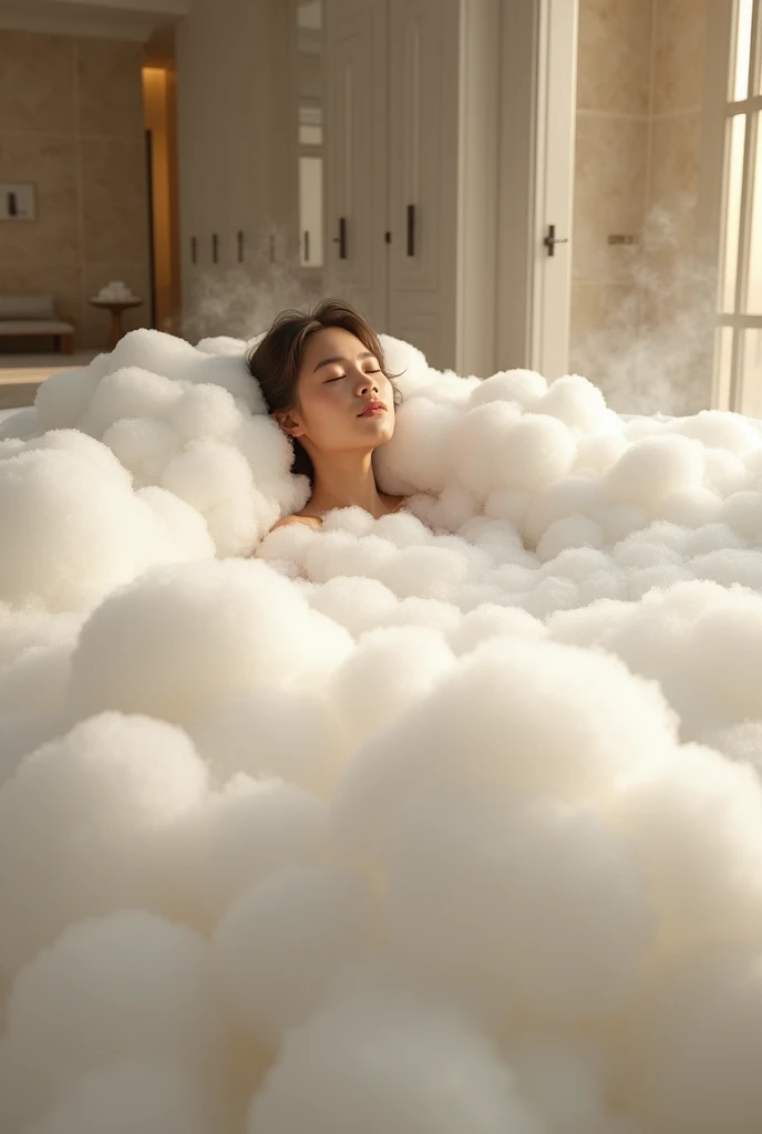Bain avec beaucoup de mousse