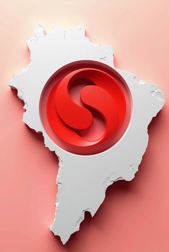 Image of the state of São Paulo with the white and red ying yang symbol inside