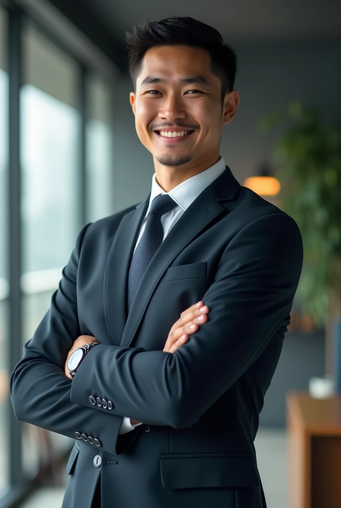 Draw a successful person in the business of making money on the Internet, wear a suit , Youngh