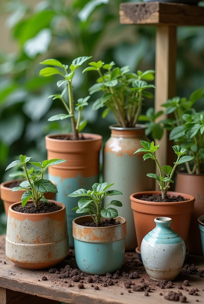 Empty containers of various shapes for sowing