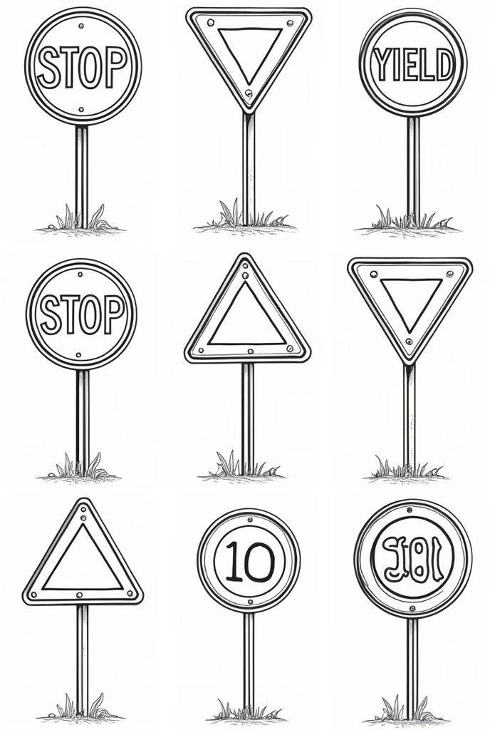 10 traffic signs to color