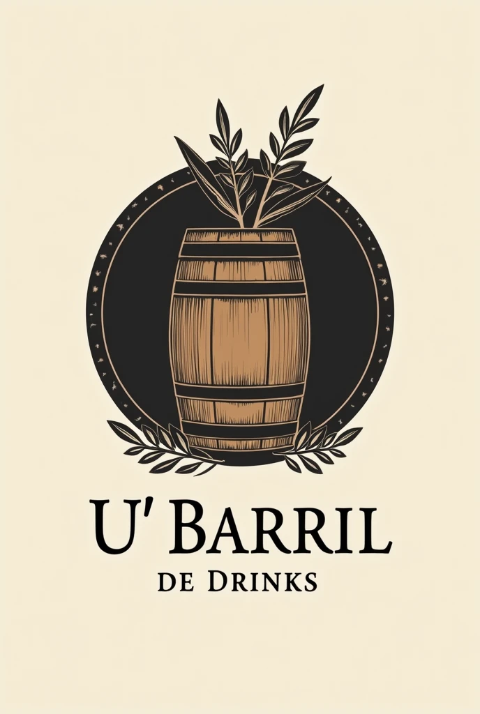  logo for company , Northeastern luxury events, private individuals, of high cocktails.  "U' Barril de Drinks" consultancy & Events . using the barrel as the main symbol