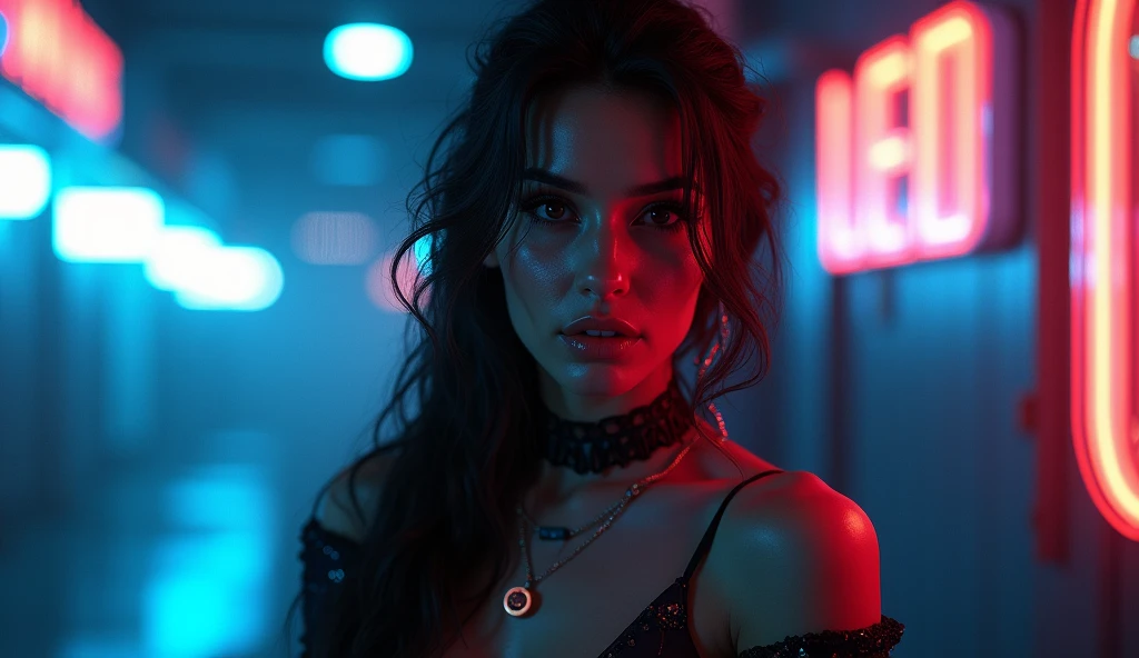 cyberpunk girl seductive pose leds ass light and shadow, ultra-realistic, 16K. 3D style, , Octane render, ray tracing, depth of field, super detail
