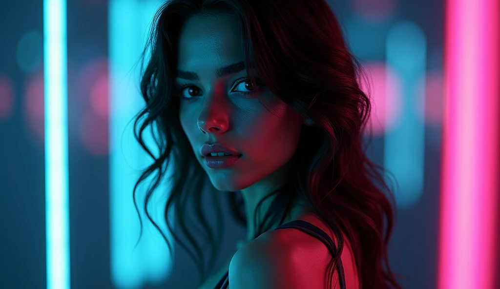 cyberpunk girl seductive pose leds ass light and shadow, ultra-realistic, 16K. 3D style, , Octane render, ray tracing, depth of field, super detail