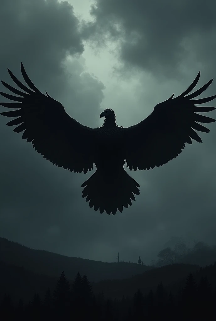 Create a vulture in the dark sky by stretching its wings but only making it look black