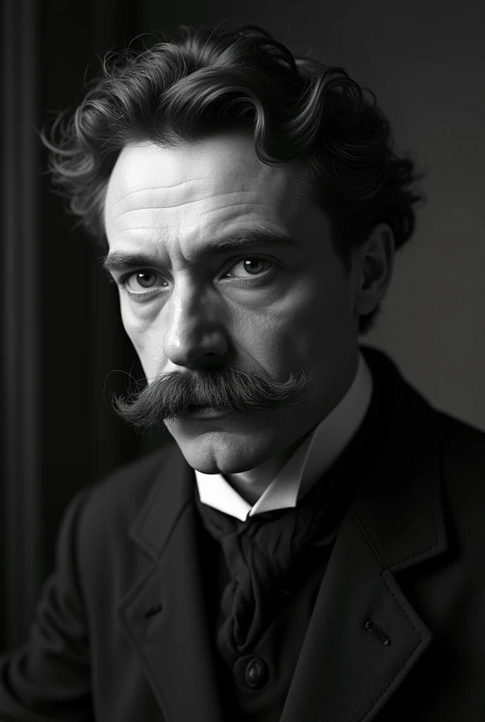 Early Nietzsche in an interview with black and white image