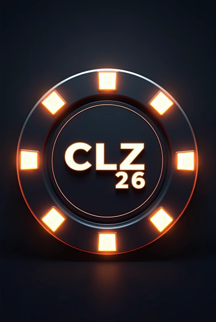 Create me a circular logo that is a poker coin and in the center it says CLZ 26 with lights