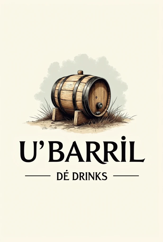logo for company , Northeastern luxury events, private individuals, of high cocktails. "U' Barril de Drinks" consultancy & Events . using the barrel as the main symbol