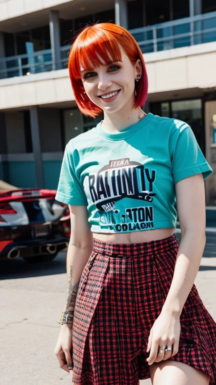 Hayley Williams wearing radical stylish clothes and smiling