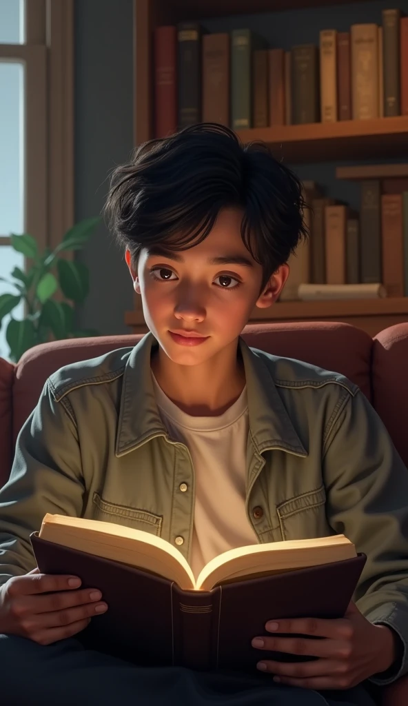 young man reading a book