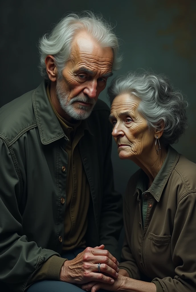 Adult geriatric man and woman with depression