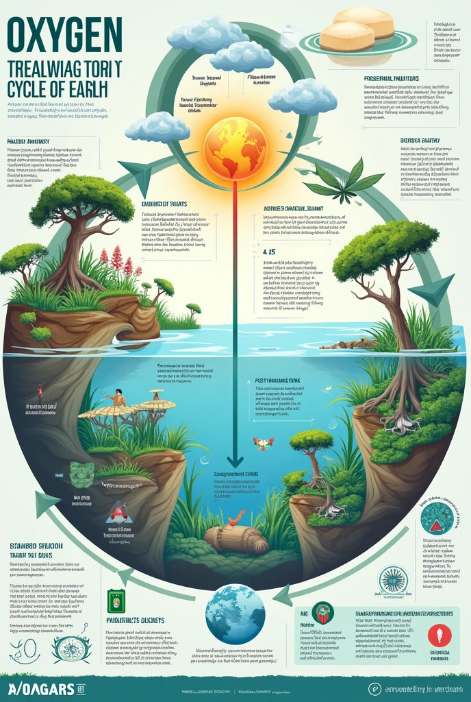 Design a creative infographic to explain the biochemical cycle of oxygen