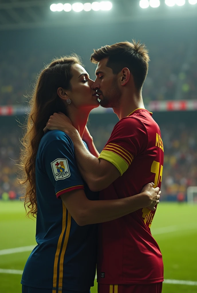 Create Leo Messi and Cristiano Ronaldo kissing and their wives angry