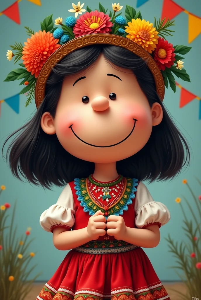 Snoopy woman with traditional cuecachilena patriotic holiday attire