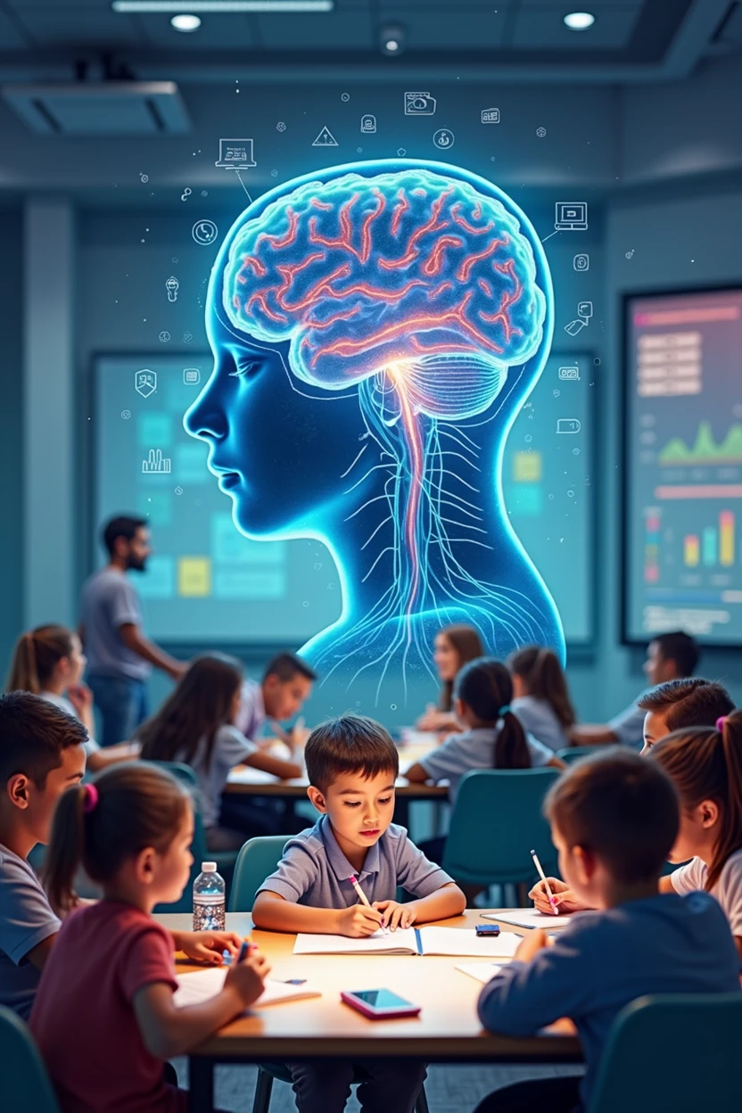 Generates an image related to the application of neuroscience in education