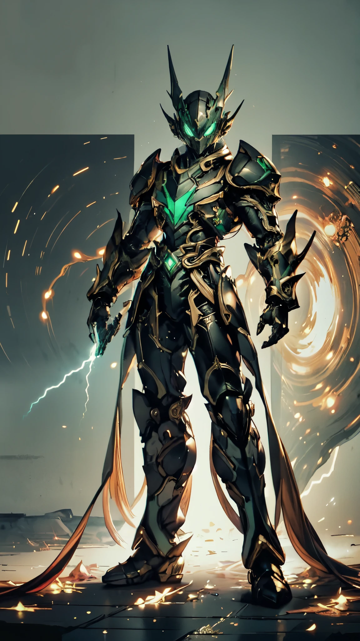 (masterpiece:1.5, best quality:1.5, extremely delicate:1.5), a man wearing a full-face helmet, a fantasy-style biotech armored combat suit, green eyes, (a composite layered chest armor), fully enclosed shoulder guards, matching arm and leg guards, belt of Neon circuit, (the color scheme is primarily black with green and red accents), the design balances heavy with agility, a high-tech bio-mecha armor, (Armor Concept Inspired by Kamen Rider, stand on the top of a skyscraper in a futuristic sci-fi city), this character embodies a finely crafted fantasy-surreal style armored hero in anime style, exquisite and mature manga art style, (element, plasma, energy, the armor glows), ((male:1.5)), metallic, high definition, highres, ultra-detailed, ultra-fine painting, professional, perfect body proportions, golden ratio, anatomically correct, symmetrical face, extremely detailed eyes and face, high quality eyes, creativity, RAW photo, UHD, 32k, Natural light, cinematic lighting, masterpiece-anatomy-perfect