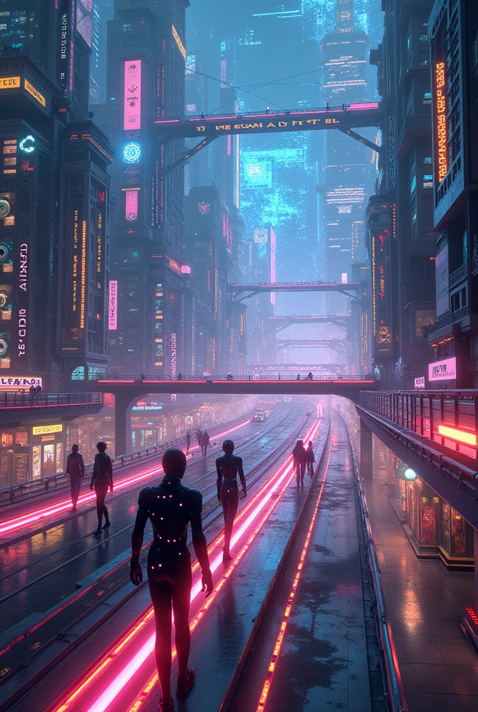 A city full of colorful and bustling LEDs, realisitic