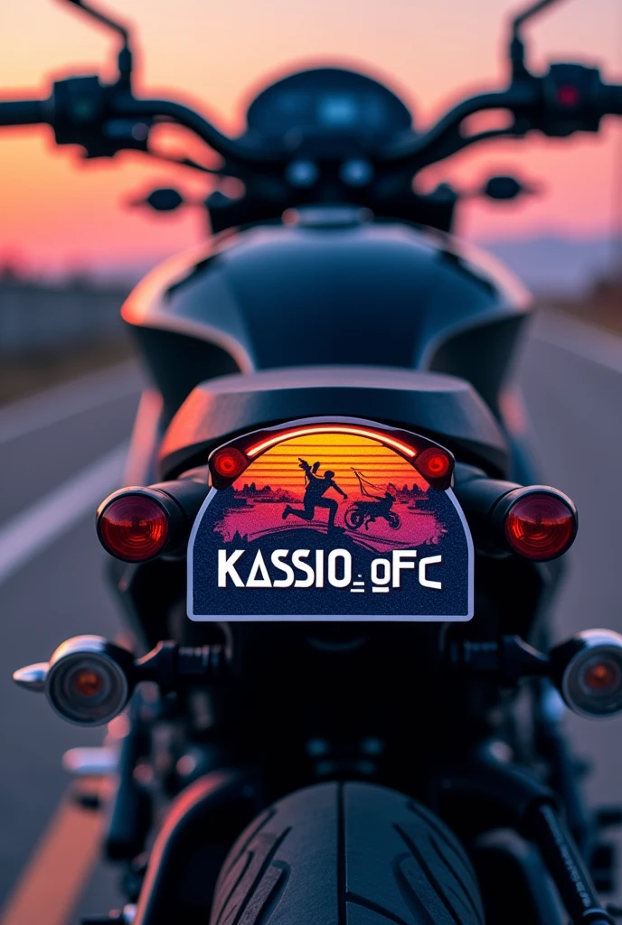 Create a sticker to put on motorcycles and bicycles of a motorcycle influencer named KASSI0_ofc 

