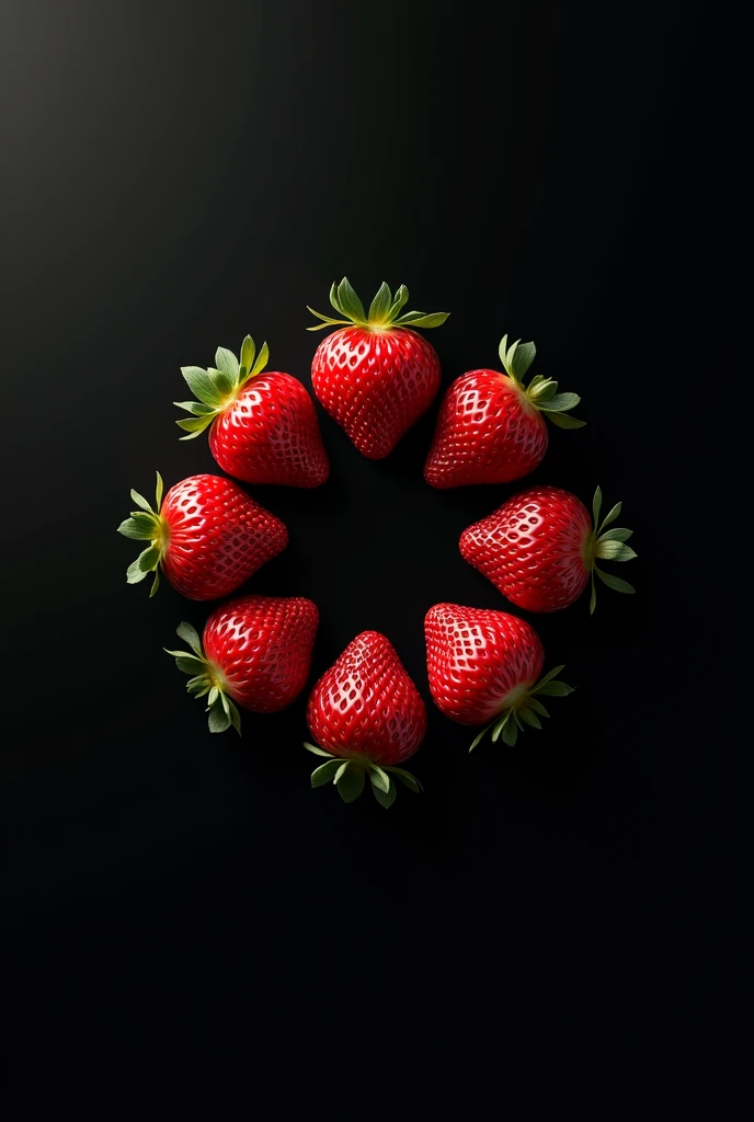 Logo circular ,of strawberries with simple cream,elegant, minimalist design, realism ,that says around Strawberry Paradise black background on the inside of the edge that is the number 0985342882