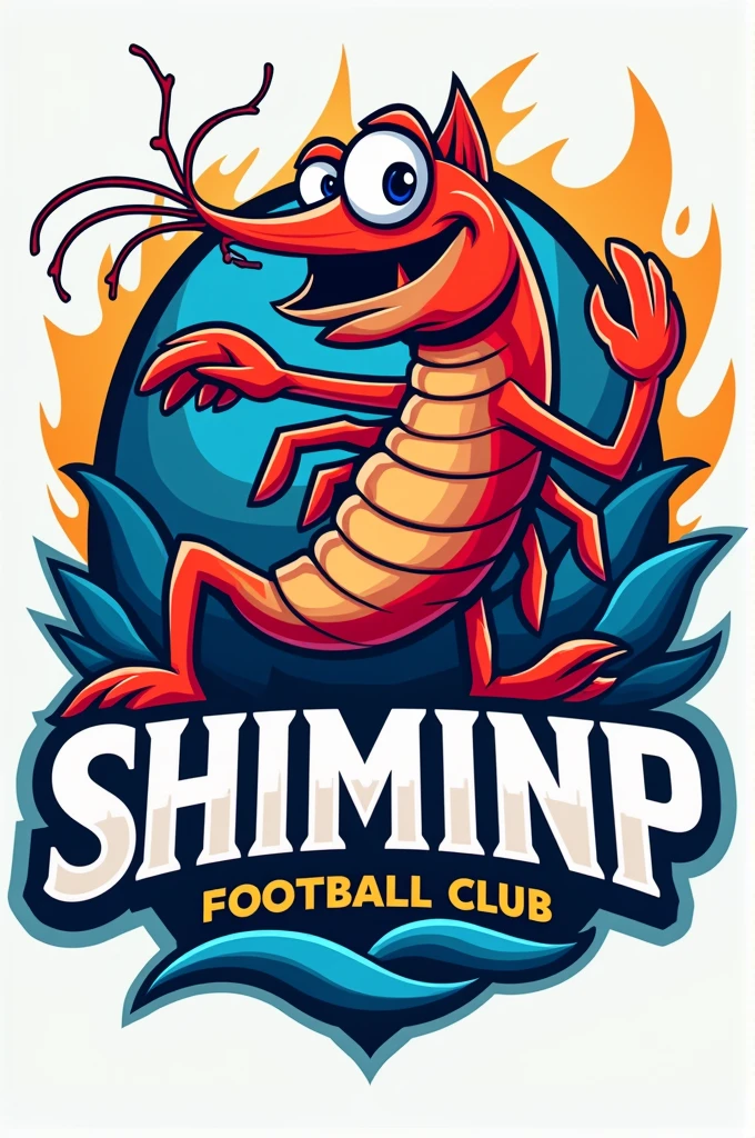 Football logo of a shrimp that says Shrimp Football Club