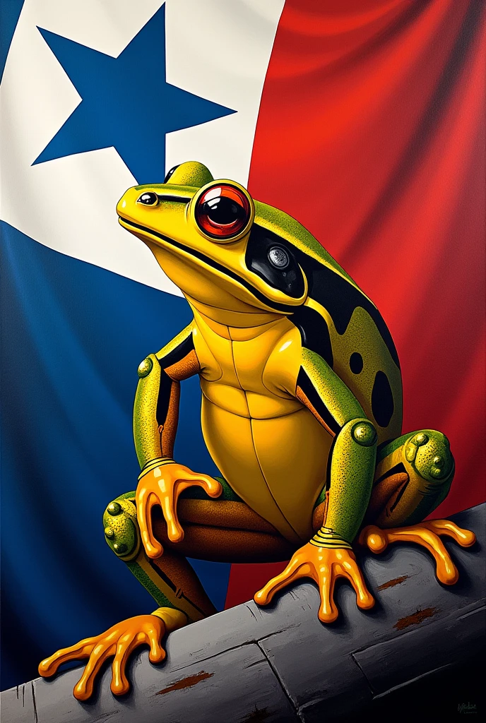 A spectacular canvas drawing to win a competition but not so difficult to draw about the creative cultural identity of Panama,waving flag ,Golden Frog ,big ,etc