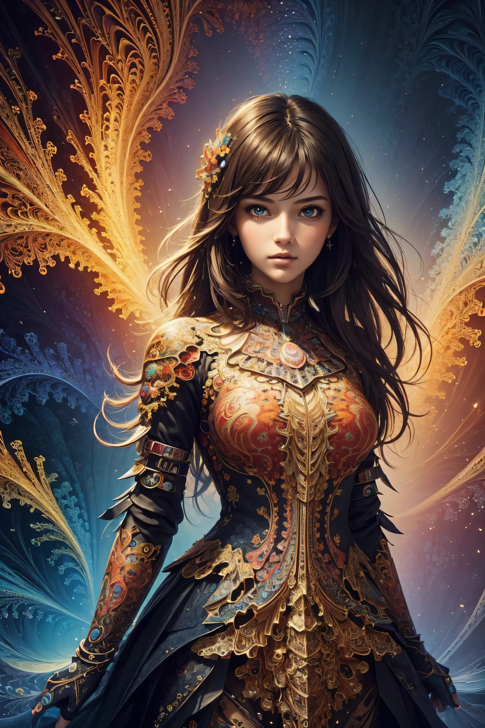 (masterpiece, top quality, best quality, official art, beautiful and aesthetic:1.2), (1girl),upper body, extreme detailed,(fractal art:1.3),colorful,highest detailed