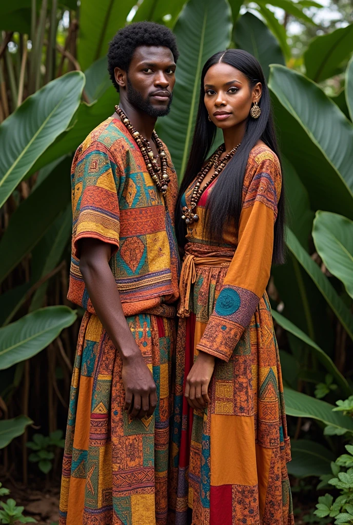 You can generate an image of a couple wearing recycled clothing from the Vicús culture 