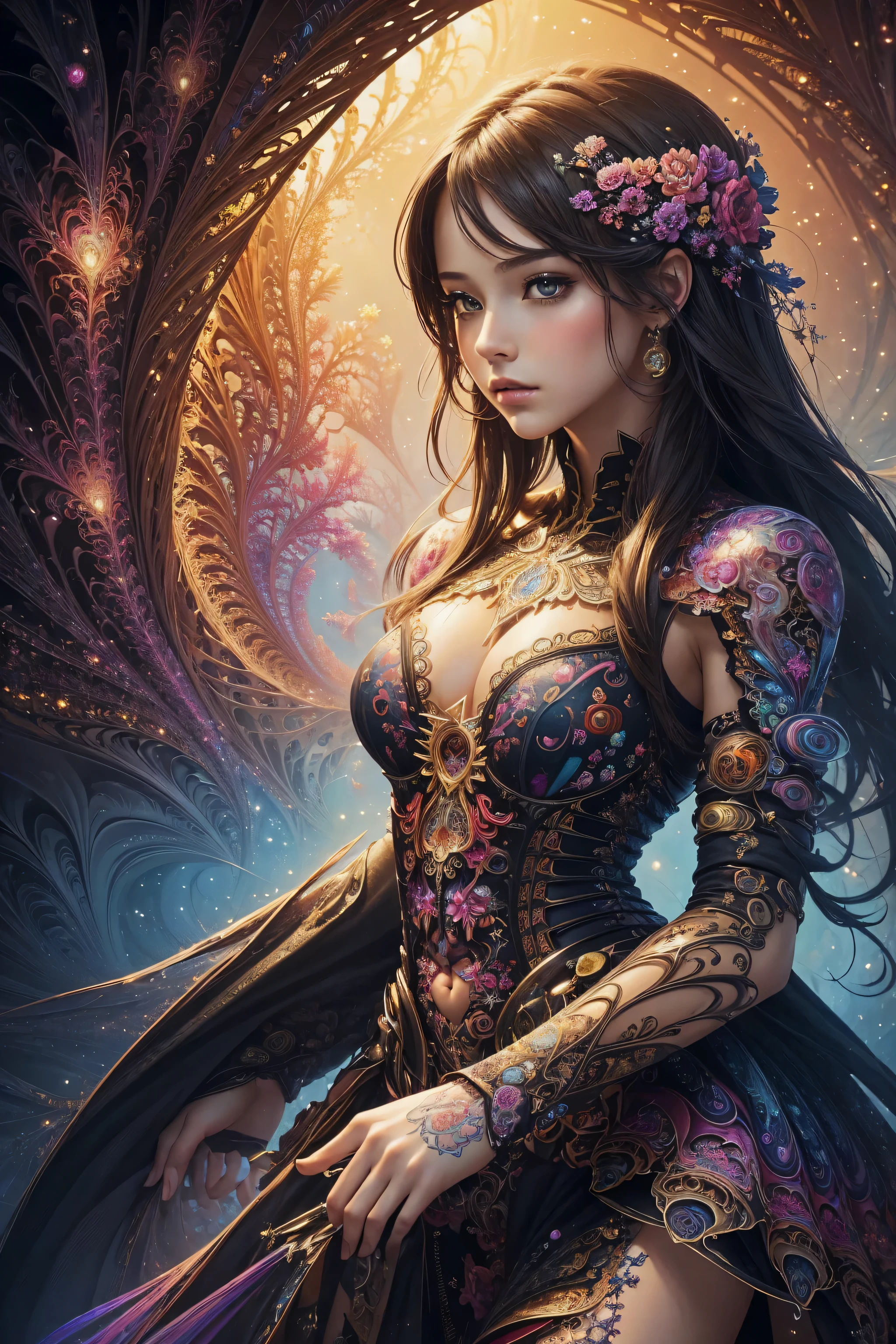 (masterpiece, top quality, best quality, official art, beautiful and aesthetic:1.2), (1girl), extreme detailed,(fractal art:1.3),colorful,highest detailed