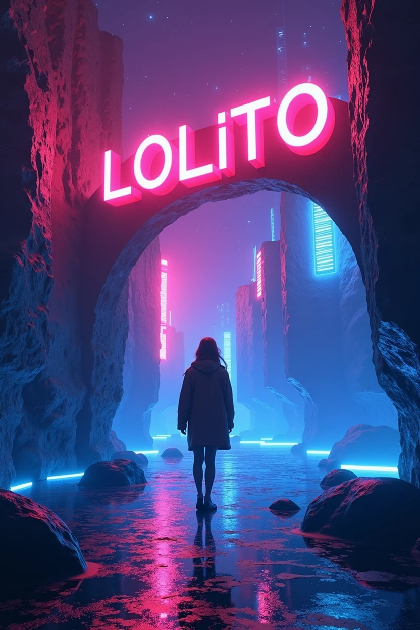 "Create an electrifying and immersive album cover for the song 'LOLITO,' capturing the essence of a vibrant, seductive nightlife through abstract and neon imagery. The scene should depict an energetic, futuristic nightscape with swirling lights, vibrant colors, and dynamic, pulsating patterns that reflect the song's electropop and dance electro vibes. Neon lights in shades of electric blue, pink, and purple dominate the scene, casting a glow that intertwines with dark shadows, creating a sense of mystery and allure. Abstract shapes and waves of light should weave through the composition, evoking the feeling of a nightclub or a hidden, virtual world where desire and temptation reign. The title 'LOLITO' should be styled in a sleek, modern font that captures the energy and intrigue of the track, glowing with a neon effect, and integrated seamlessly into the vivid, hypnotic atmosphere."