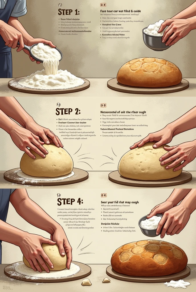 Step-by-step recipe on how to make sourdough bread from the flour to the final loaf