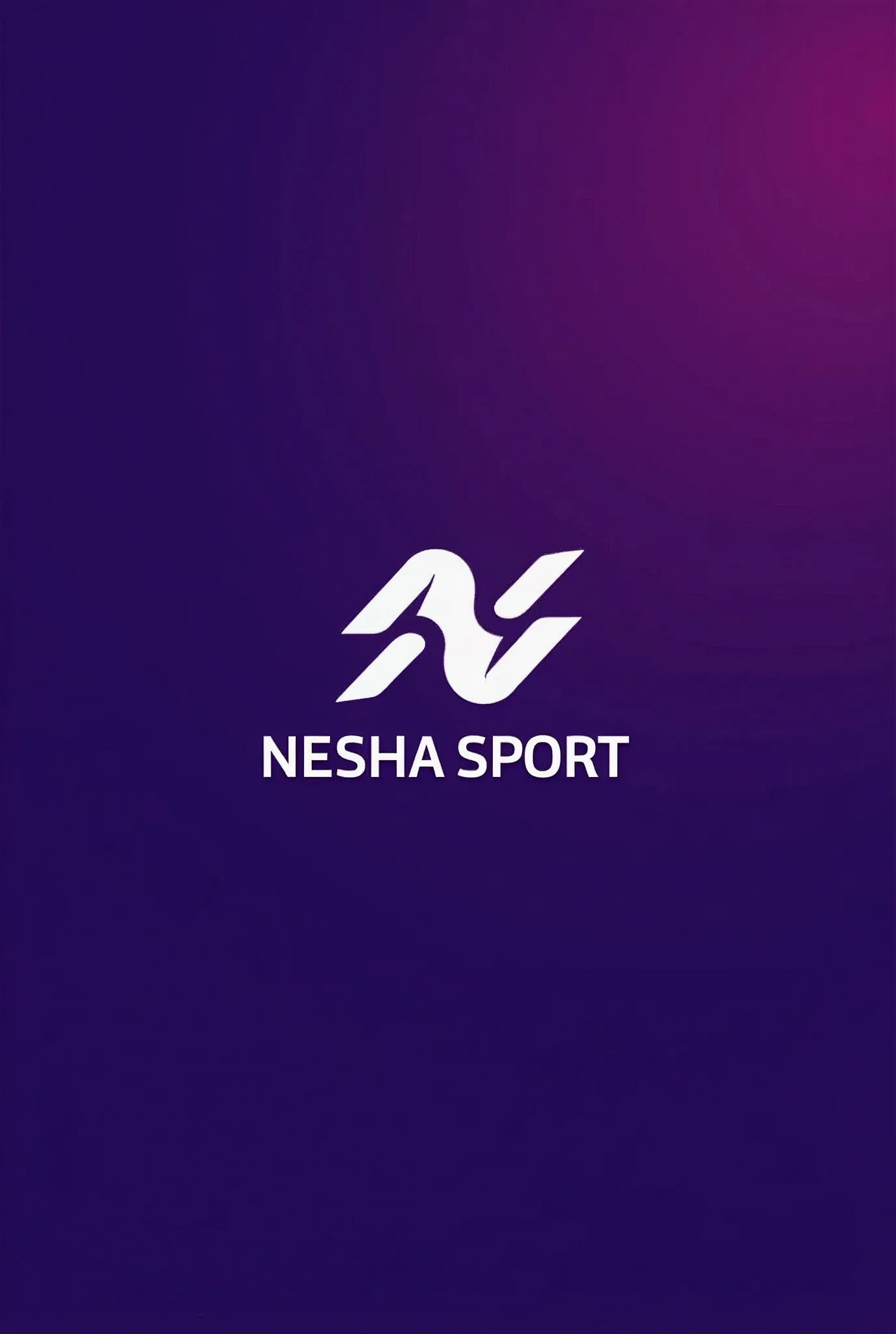 a banner for an online store called nesha sport, purple background with a small logo in the center
