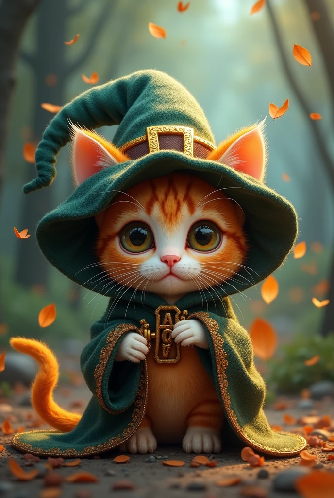 There is a kitten sitting inside a wizard who has been bitten, adorable digital painting, cute detailed digital art, cute digital art, high quality wallpaper, amazing wallpaper, the material is mango!!!, high quality 8k wallpaper, high quality desktop wallpaper, by Igor Grabar, anime image of a cute cat, cute 3D render, background illustration, mango