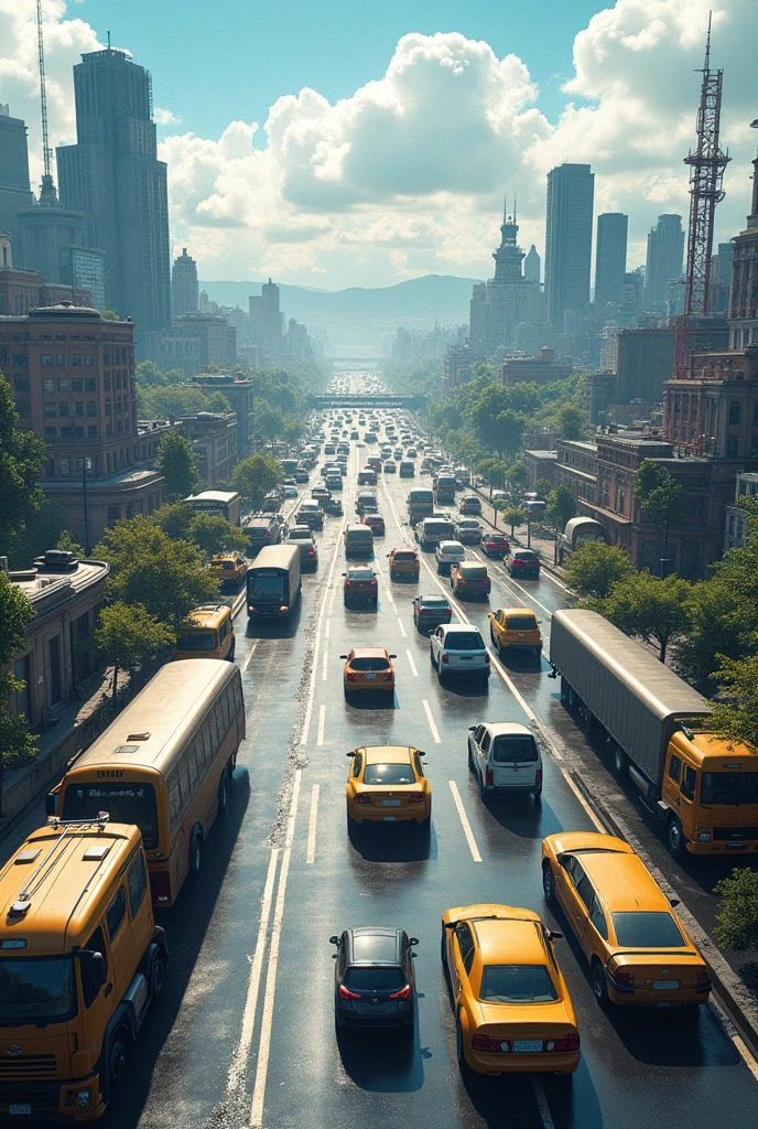 Landscape image with more vehicles
