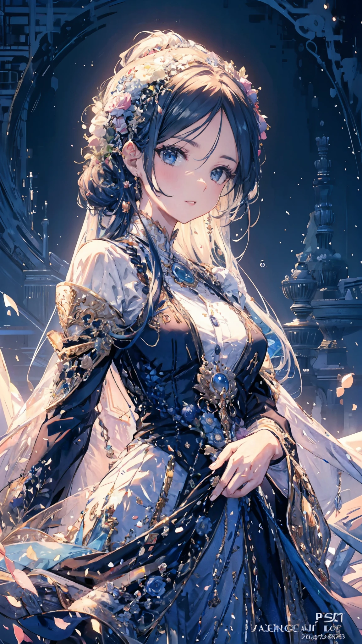 A detailed anime girl, beautiful detailed eyes, beautiful detailed lips, extremely detailed eyes and face, long eyelashes, intricate hairstyle, elegant dress, flowing hair, serene expression, photorealistic, 8K, high resolution, best quality, masterpiece, (photorealistic:1.37), hyper detailed, cinematic lighting, vibrant colors, warm color palette, (fantasy:1.2), digital painting