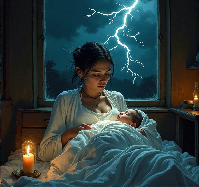 Nikola Tesla&#39;s mother giving birth on a stormy night