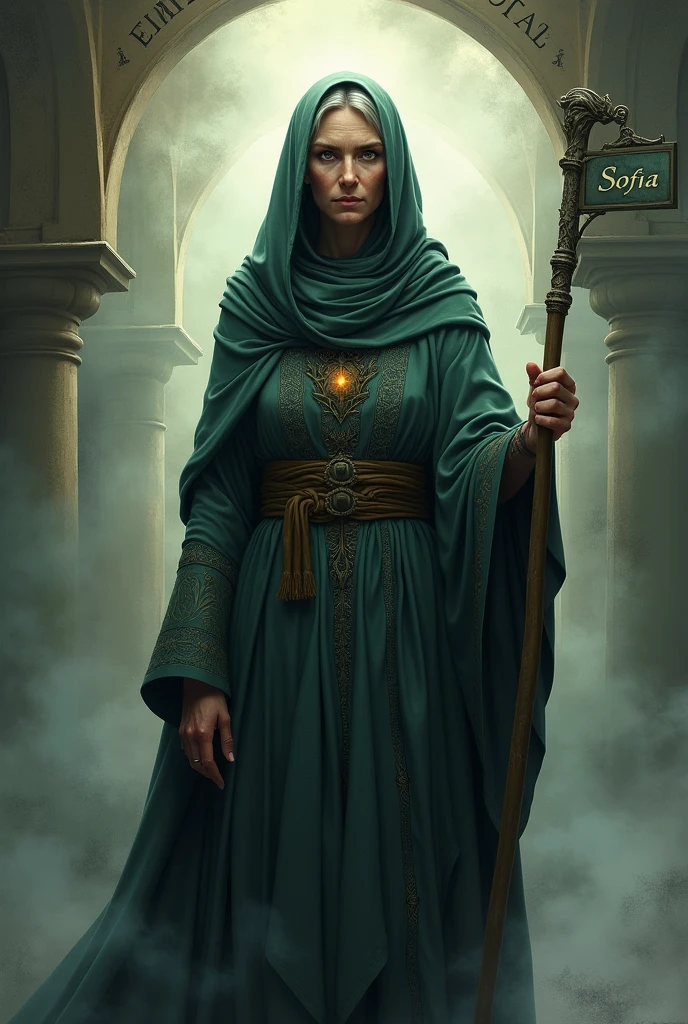 Image of a Wise Woman with the words on a sign "Sofia"