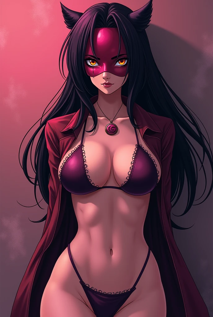 mileena's  nipples with no clothing in anime picture with mask on